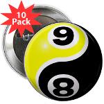 8 Ball 9 Ball Yin Yang 2.25&quot; Button (10 pack)