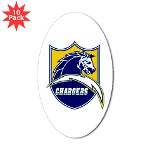 Chargers Bolt Shield Sticker (Oval 10 pk)