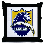 Chargers Bolt Shield Throw Pillow