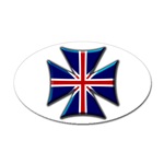 British Biker Cross Sticker (Oval)