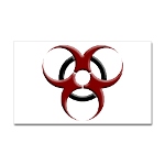 3D Biohazard Symbol Sticker (Rectangle)