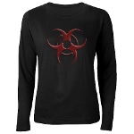 3D Biohazard Symbol Women's Long Sleeve Dark T-Shi