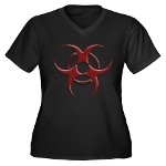 3D Biohazard Symbol Women's Plus Size V-Neck Dark