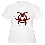 3D Biohazard Symbol Women's Plus Size V-Neck T-Shi