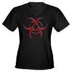 3D Biohazard Symbol Women's V-Neck Dark T-Shirt