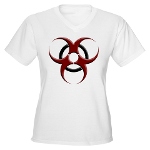 3D Biohazard Symbol Women's V-Neck T-Shirt