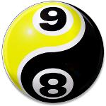 8 Ball 9 Ball Yin Yang 3.5&quot; Button