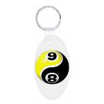 8 Ball 9 Ball Yin Yang Aluminum Oval Keychain