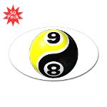 8 Ball 9 Ball Yin Yang Sticker (Oval 50 pk)