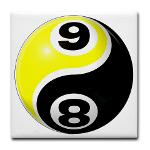 8 Ball 9 Ball Yin Yang Tile Coaster