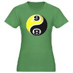 8 Ball 9 Ball Yin Yang Women's Fitted T-Shirt (dar