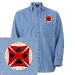 Ace Biker Iron Maltese Cross Denim Shirt