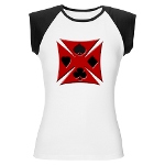 Ace Biker Iron Maltese Cross Women's Cap Sleeve T-