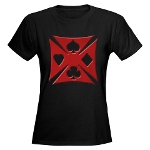 Ace Biker Iron Maltese Cross Women's Dark T-Shirt