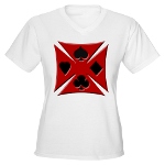 Ace Biker Iron Maltese Cross Women's V-Neck T-Shir