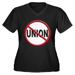 Anti-Union Women's Plus Size V-Neck Dark T-Shirt