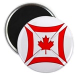 Round Magnet Featuring the Canadian Flag Biker Maltese Iron Chopper Cross