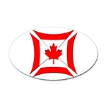 Oval Sticker Featuring the Canadian Flag Biker Maltese Iron Chopper Cross