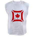 Men's Sleeveless Tee Featuring the Canadian Flag Biker Maltese Iron Chopper Cross