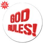 God Rules! 3&quot; Lapel Sticker (48 pk)