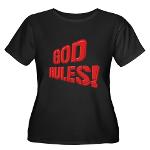 God Rules! Women's Plus Size Scoop Neck Dark T-Shi