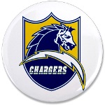 Chargers Bolt Shield 3.5" Button