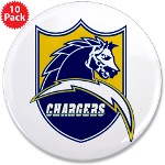 Chargers Bolt Shield 3.5&quot; Button (10 pack)