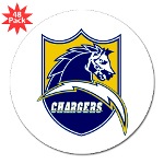 Chargers Bolt Shield 3" Lapel Sticker (48 pk)