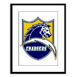 Chargers Bolt Shield Large Framed Print