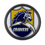 Chargers Bolt Shield Large Wall Clock