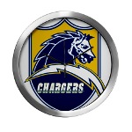 Chargers Bolt Shield Modern Wall Clock