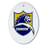 Chargers Bolt Shield Ornament (Oval)