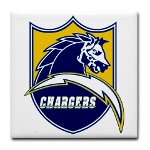 Chargers Bolt Shield Tile Coaster