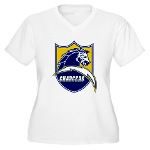 Chargers Bolt Shield Women's Plus Size V-Neck T-Sh