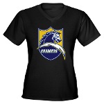 Chargers Bolt Shield Women's V-Neck Dark T-Shirt