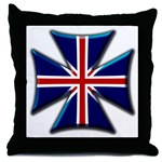 British Biker Cross Throw Pillow